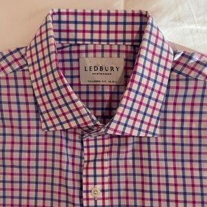 Ledbury Men's Tailored Checkered Dress Shirt - Blue and Pink